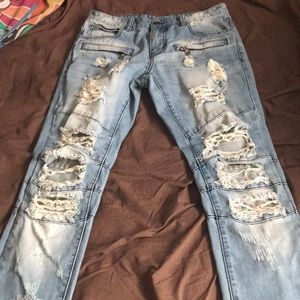 Crysp denim biker jeans
